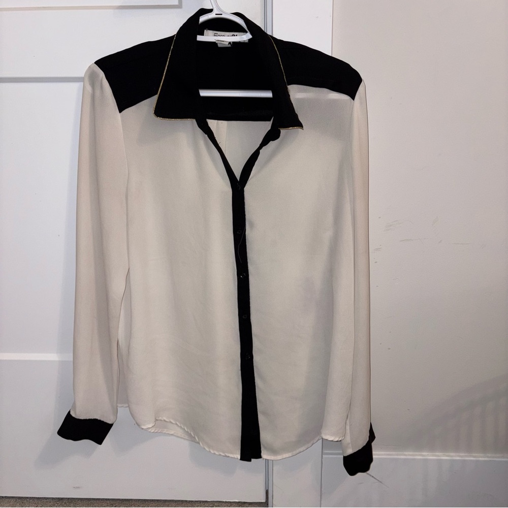 Forever 21 Black and Cream Button Down Shirt